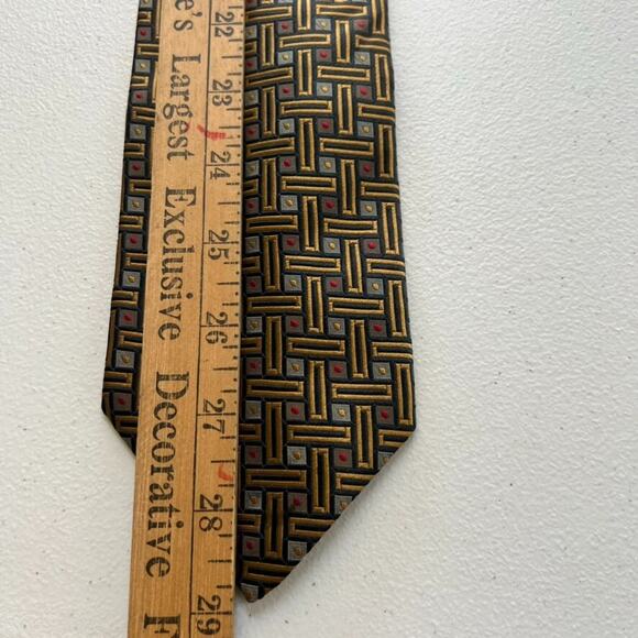 Ermenegildo Zegna Necktie Mens Multicolor Textured Embroider Geometric Silk - Picture 9 of 9